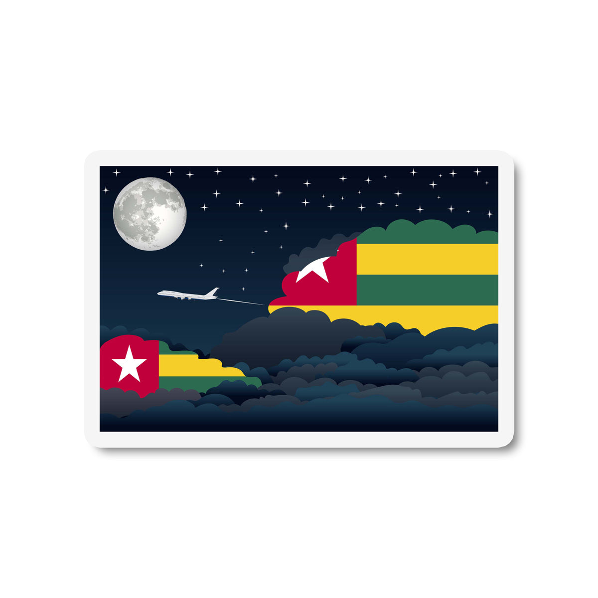 Togo Airplane Night Clouds Sticker & Magnet