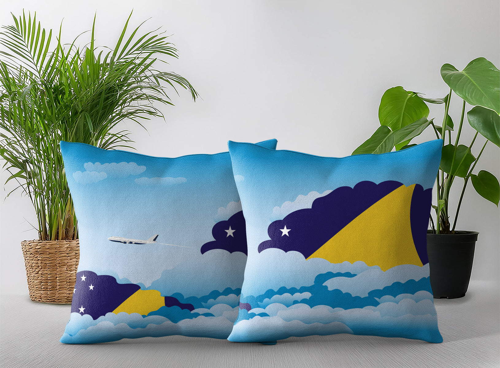 Tokelau World Airplane Day Clouds Square & Rectangle Pillow Cases | Aviation Decorative Pillow Covers