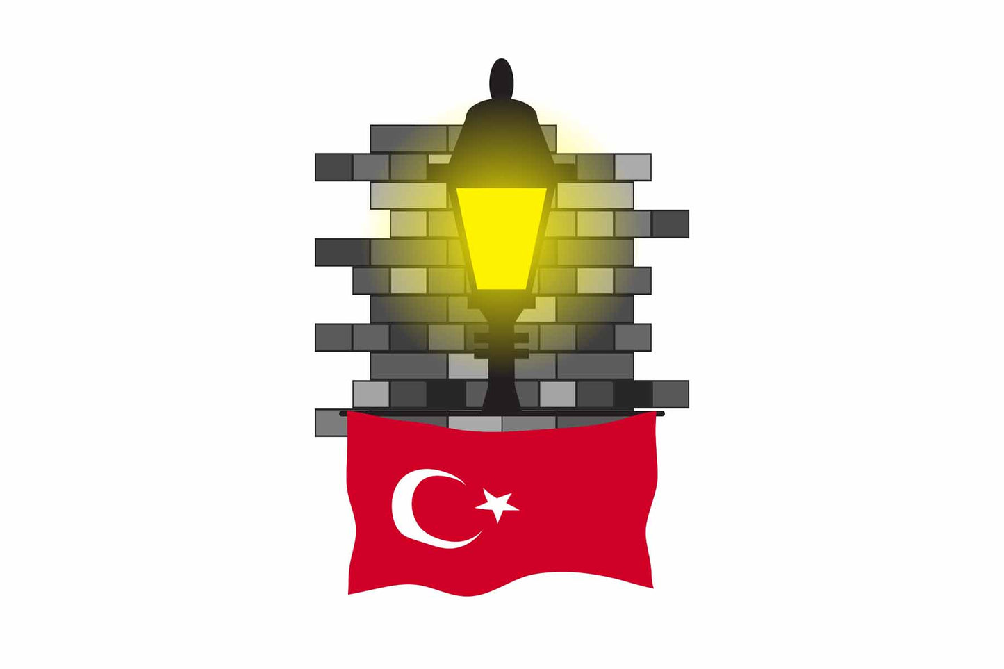 Turkey Town Street Lamp Bricks Sticker & Magnet