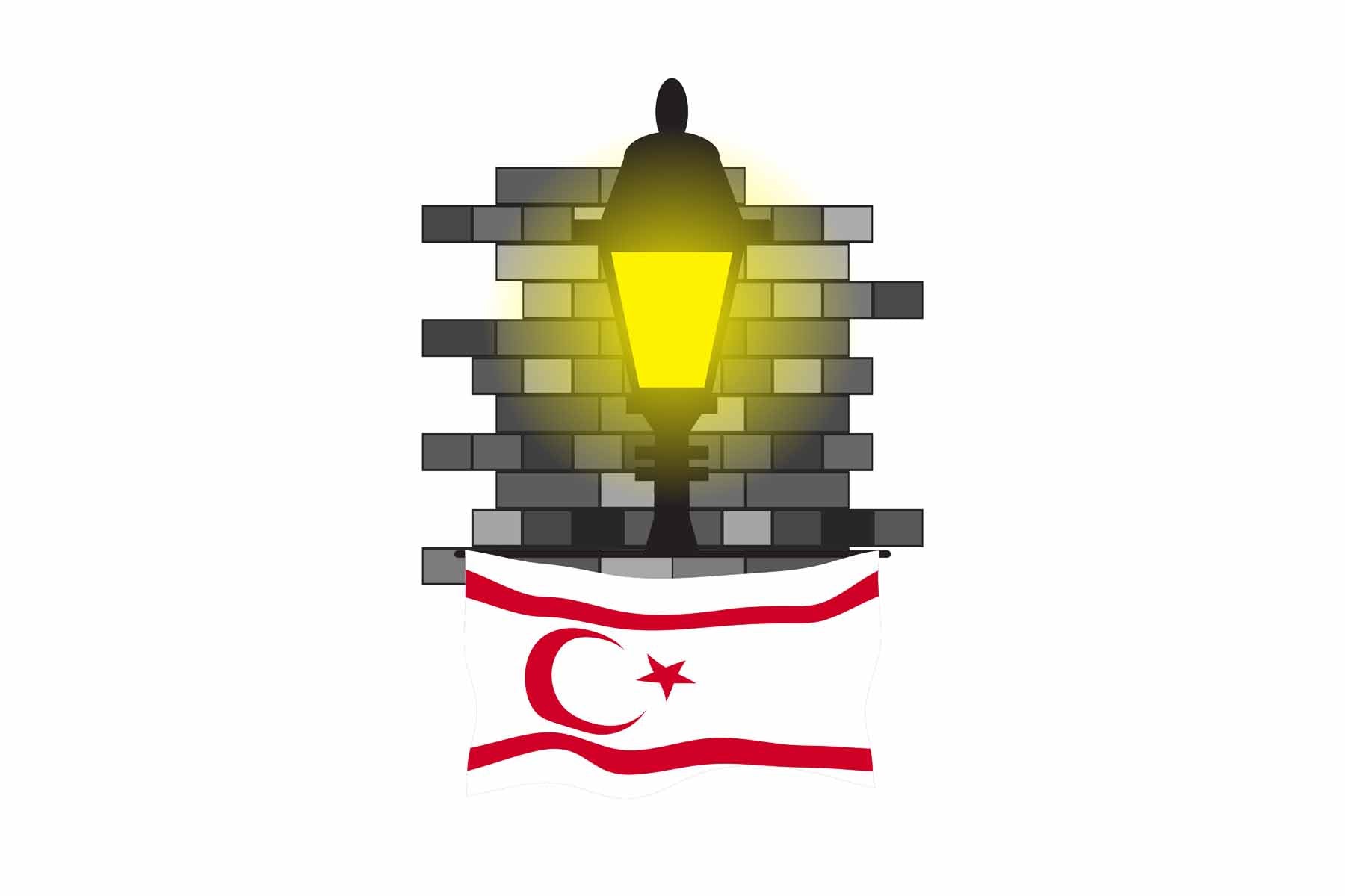 Turkish Republic of Northern Cyprus Town Street Lamp Bricks Sticker & Magnet