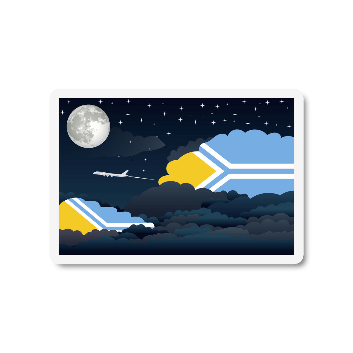 Tuva Airplane Night Clouds Sticker & Magnet