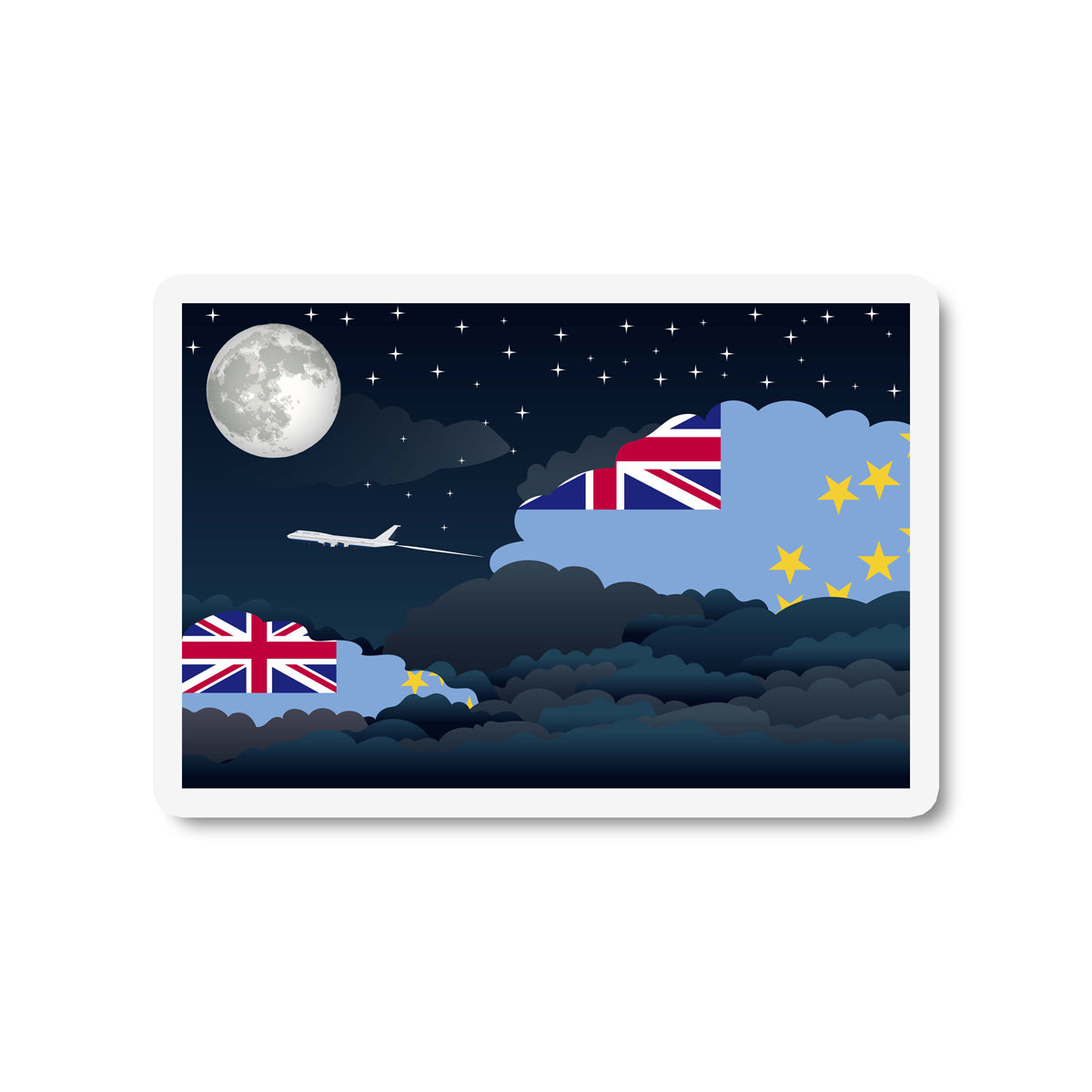 Tuvalu Airplane Night Clouds Sticker & Magnet