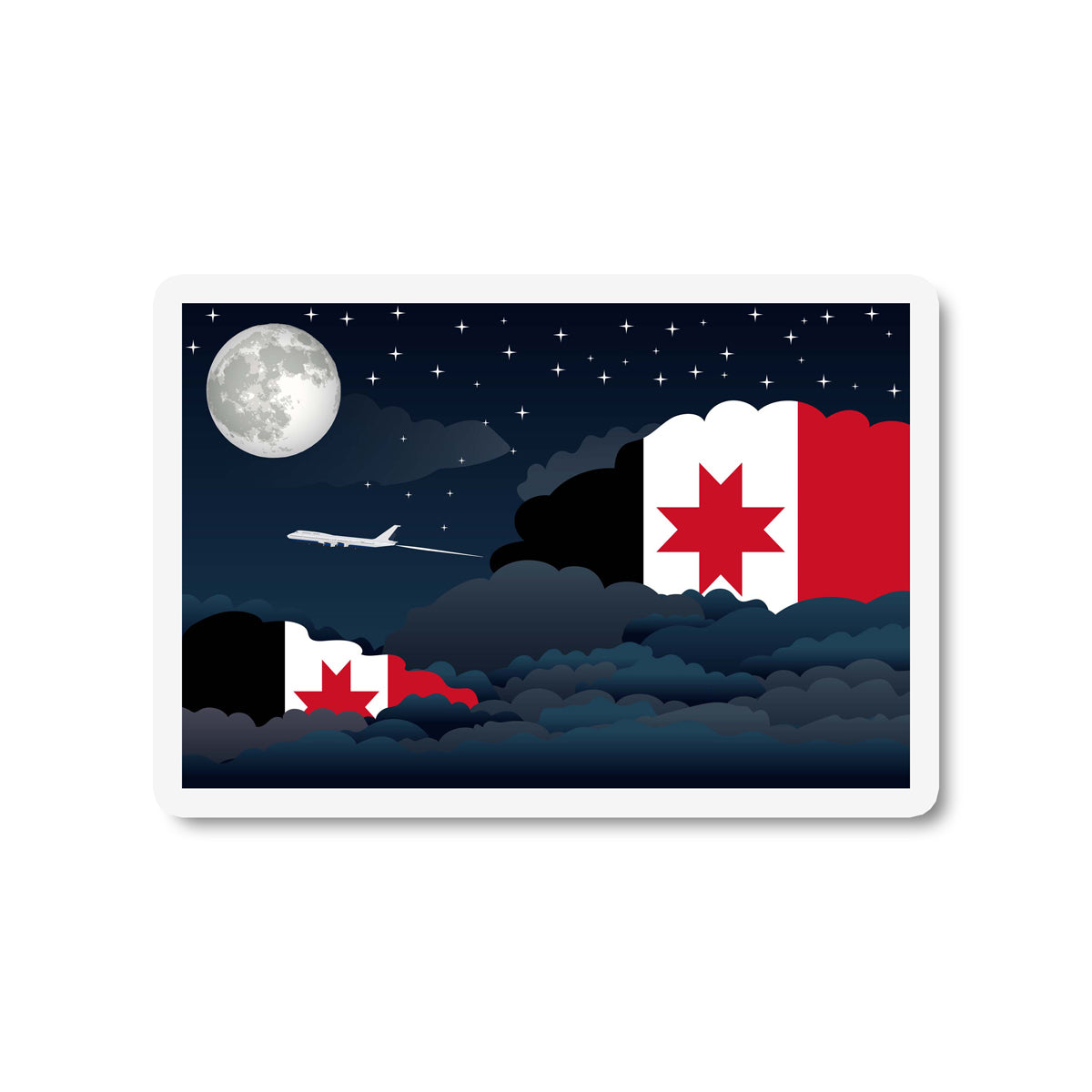 Udmurtia Airplane Night Clouds Sticker & Magnet