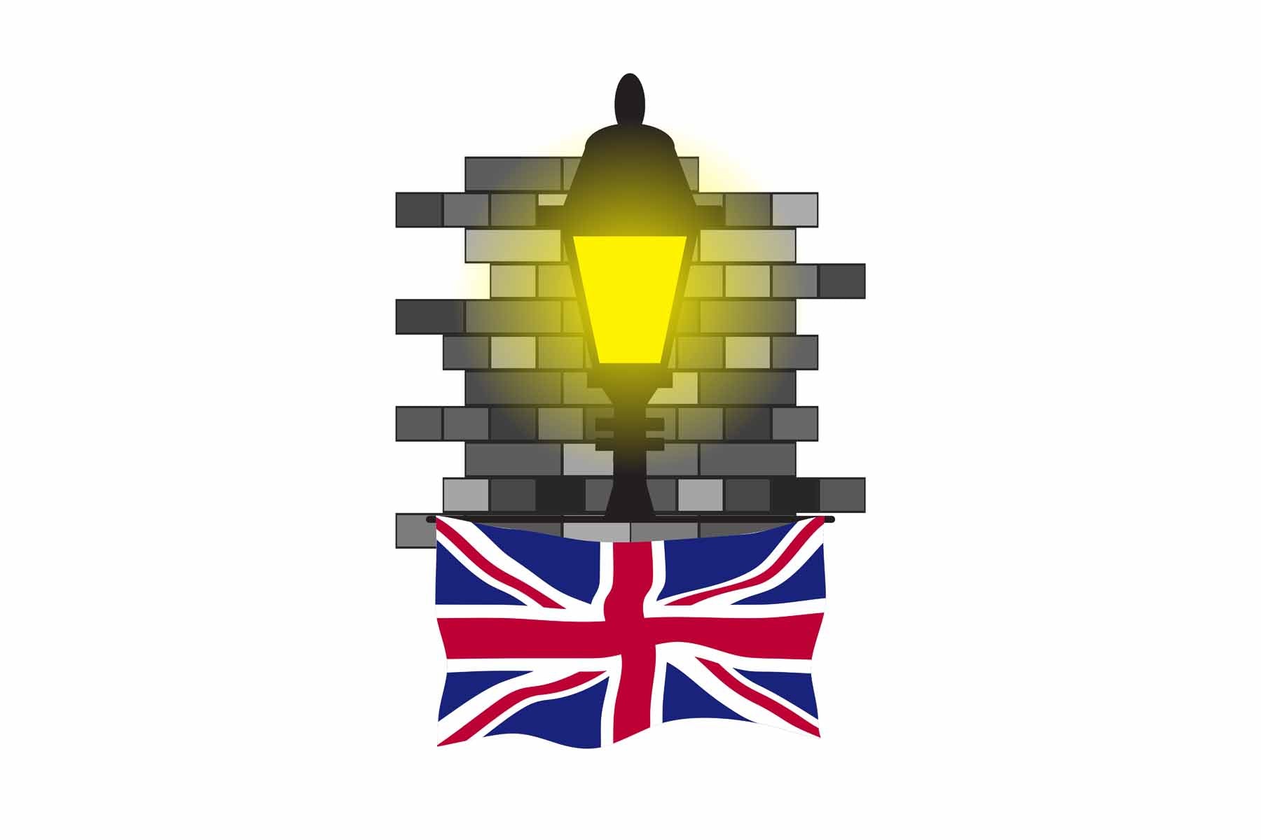 United KIngdom Town Street Lamp Bricks Sticker & Magnet