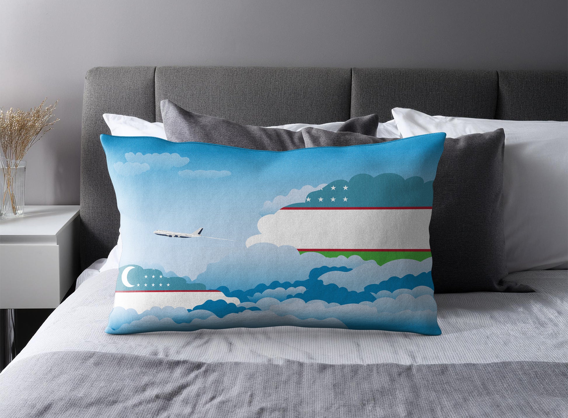 Uzbekistan World Airplane Day Clouds Square & Rectangle Pillow Cases | Aviation Decorative Pillow Covers