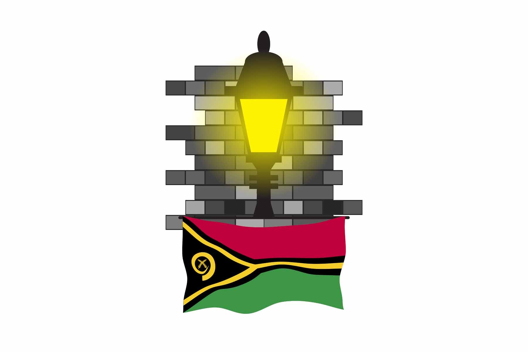 Vanuatu Town Street Lamp Bricks Sticker & Magnet