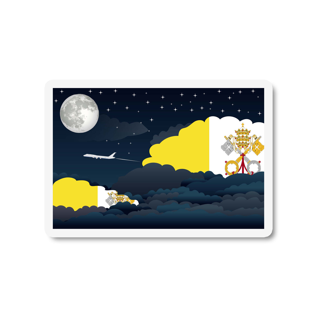 Vatican City  Holy See Airplane Night Clouds Sticker & Magnet