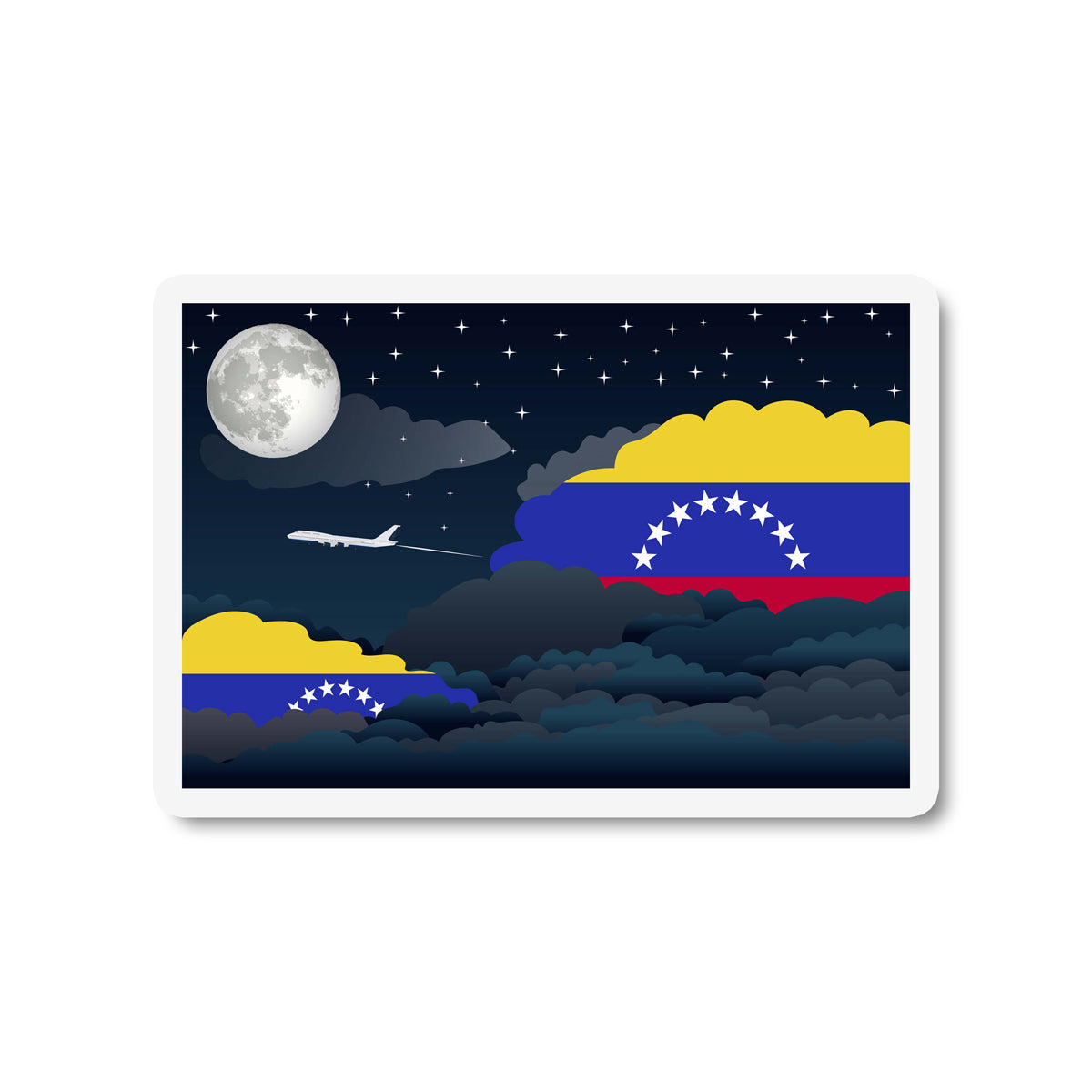 Venezuela Airplane Night Clouds Sticker & Magnet