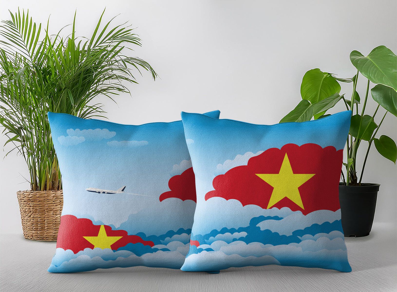 Vietnam World Airplane Day Clouds Square & Rectangle Pillow Cases | Aviation Decorative Pillow Covers