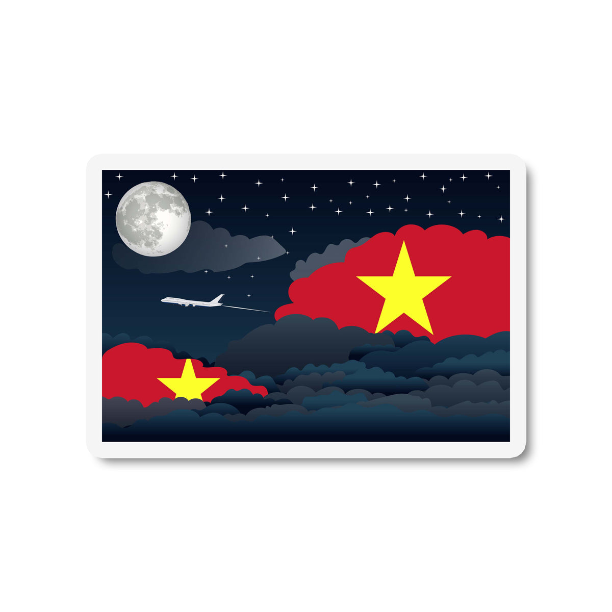 Vietnam Airplane Night Clouds Sticker & Magnet
