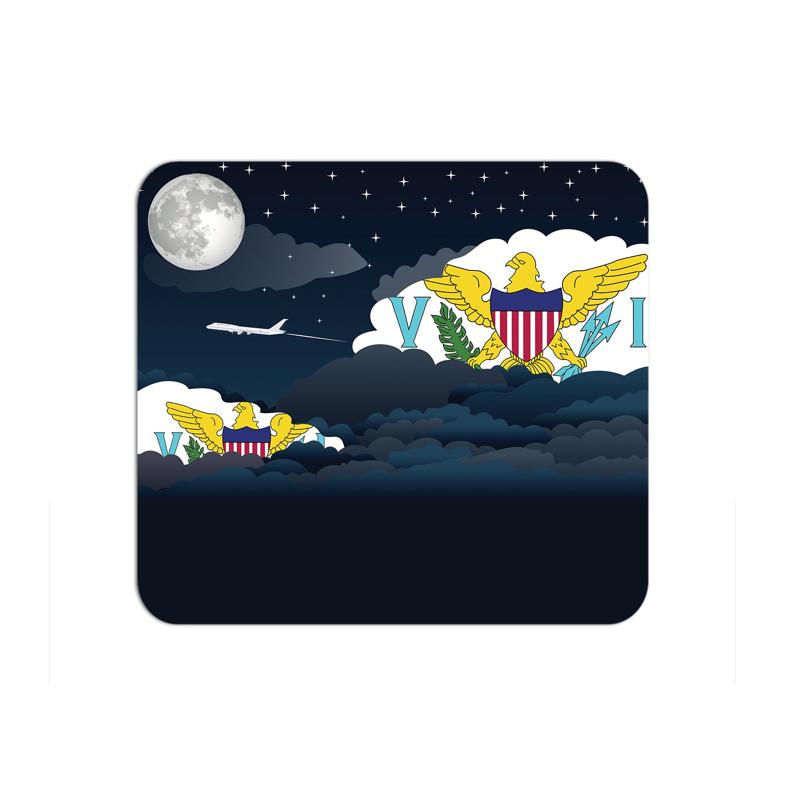 Virgin Islands US Airplane Airport Flight Night Clouds Mousepad 