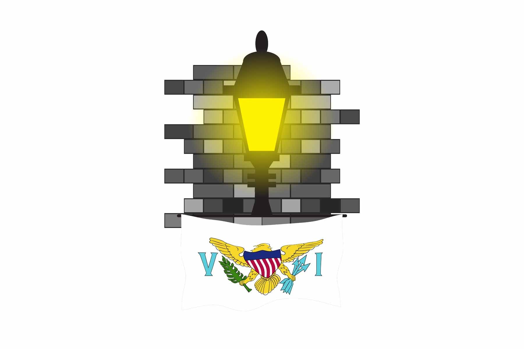 Virgin Islands US Town Street Lamp Bricks Sticker & Magnet