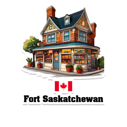 Fort Saskatchewan Home Town Office Shop Canada Sticker & Magnet