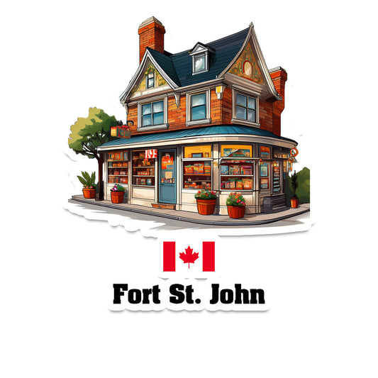 Fort St. John Home Town Office Shop Canada Sticker & Magnet