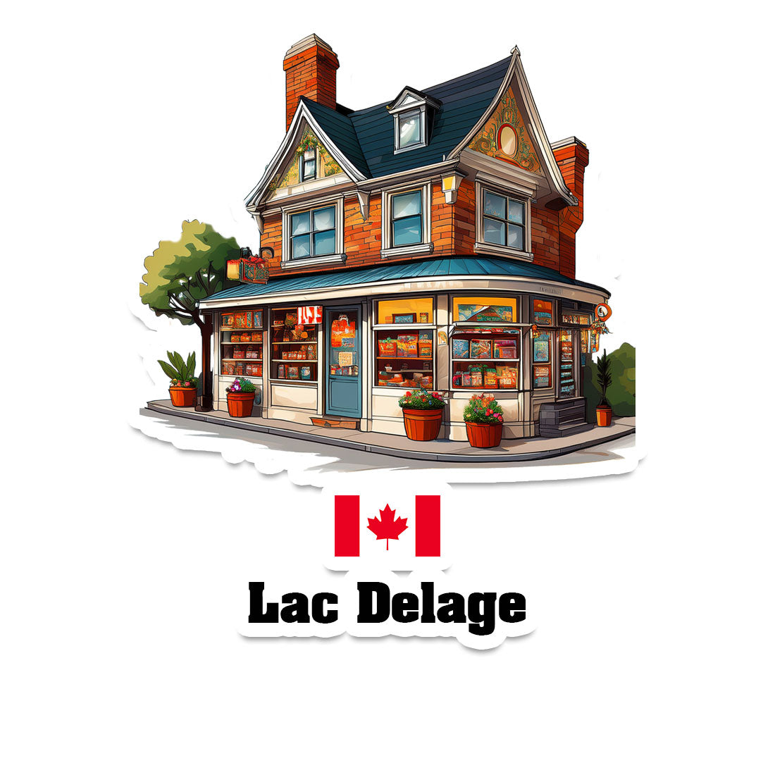 Lac Delage Home Town Office Shop Canada Sticker & Magnet