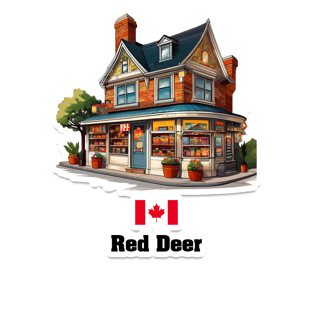 Red Deer Home Town Office Shop Canada Sticker & Magnet