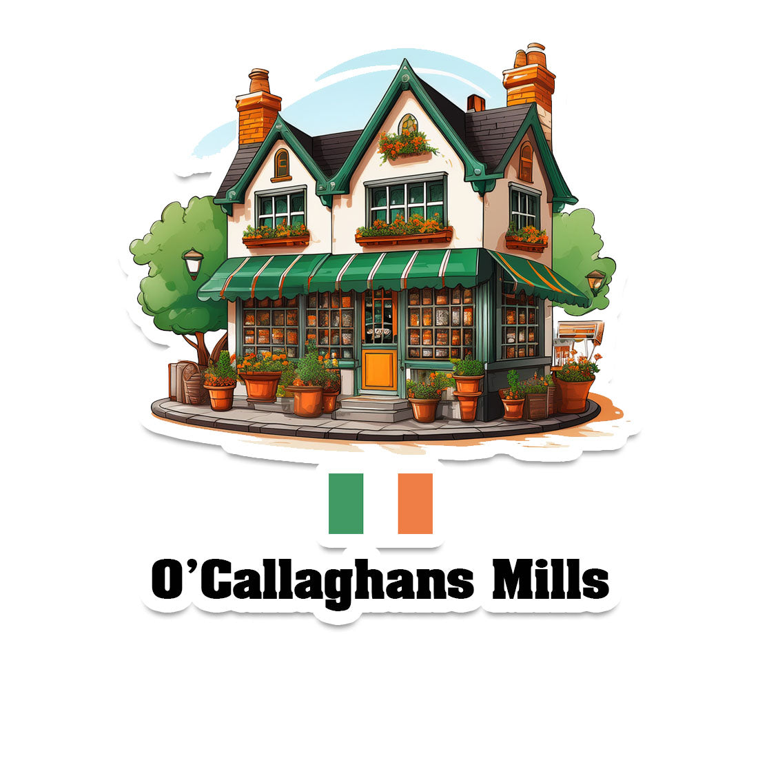 O'Callaghans Mills Home Town Office Shop Sticker & Magnet