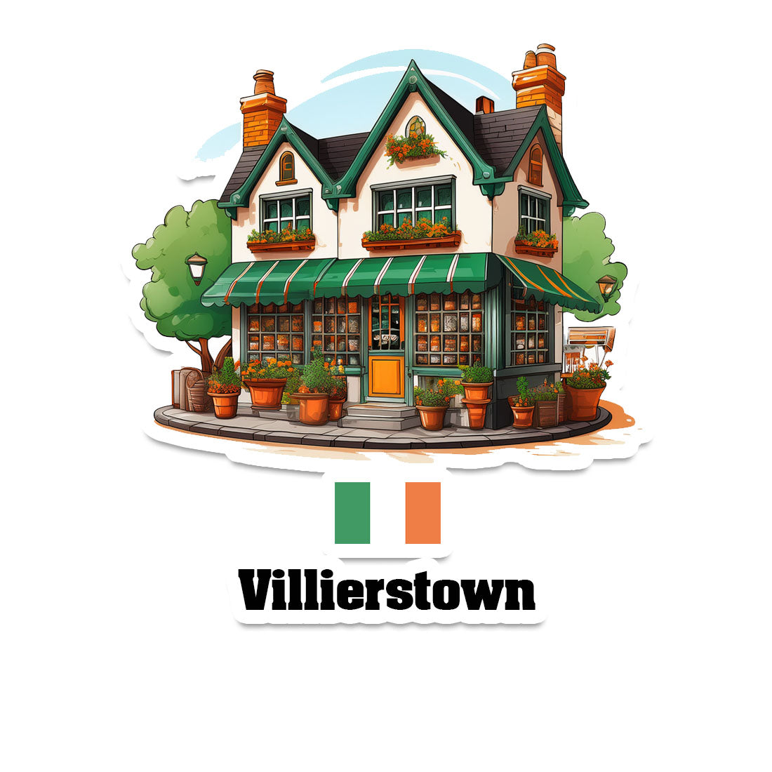 Villierstown Home Town Office Shop Sticker & Magnet