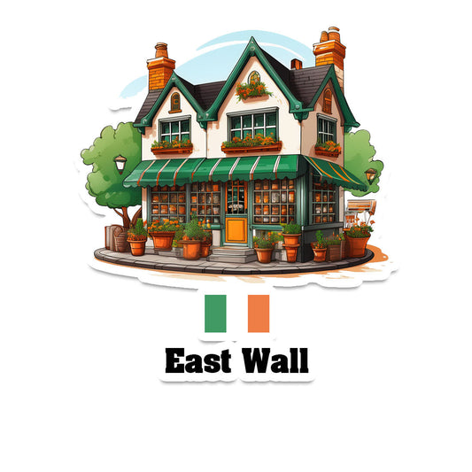 East Wall Home Town Office Shop Sticker & Magnet