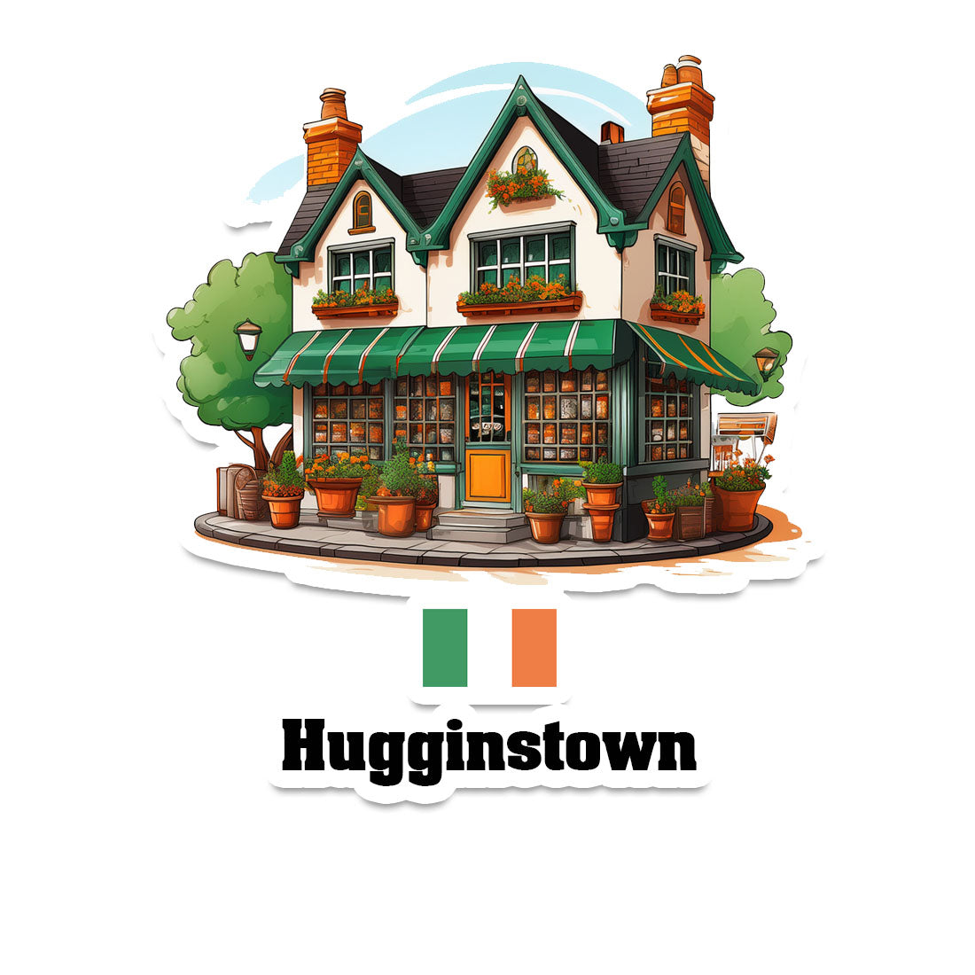 Hugginstown Home Town Office Shop Sticker & Magnet