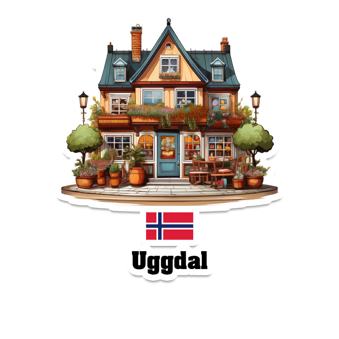Uggdal Home Town Office Shop Norway Sticker & Magnet