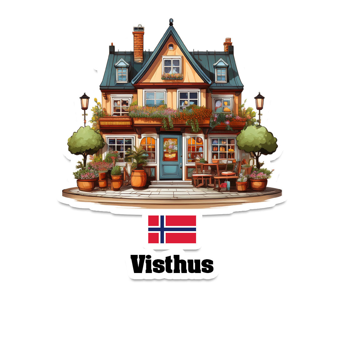 Visthus Home Town Office Shop Norway Sticker & Magnet