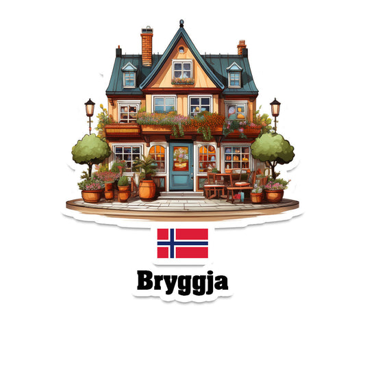 Bryggja Home Town Office Shop Norway Sticker & Magnet