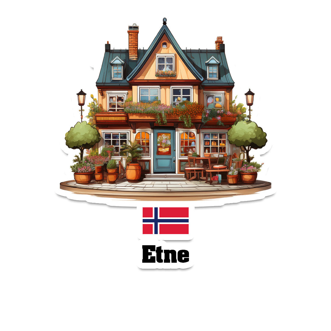 Etne Home Town Office Shop Norway Sticker & Magnet