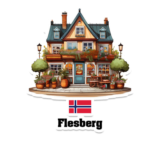 Flesberg Home Town Office Shop Norway Sticker & Magnet