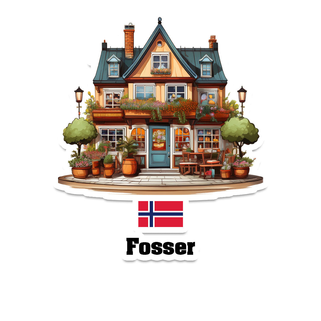 Fosser Home Town Office Shop Norway Sticker & Magnet