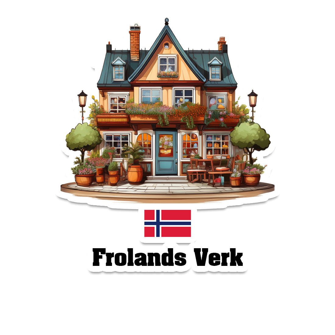 Frolands Verk Home Town Office Shop Norway Sticker & Magnet