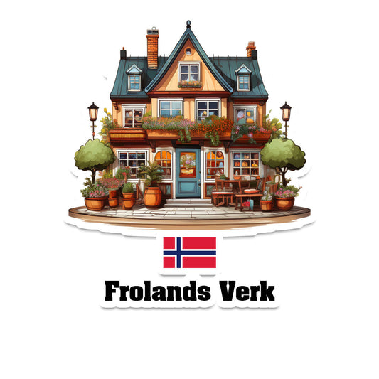 Frolands Verk Home Town Office Shop Norway Sticker & Magnet