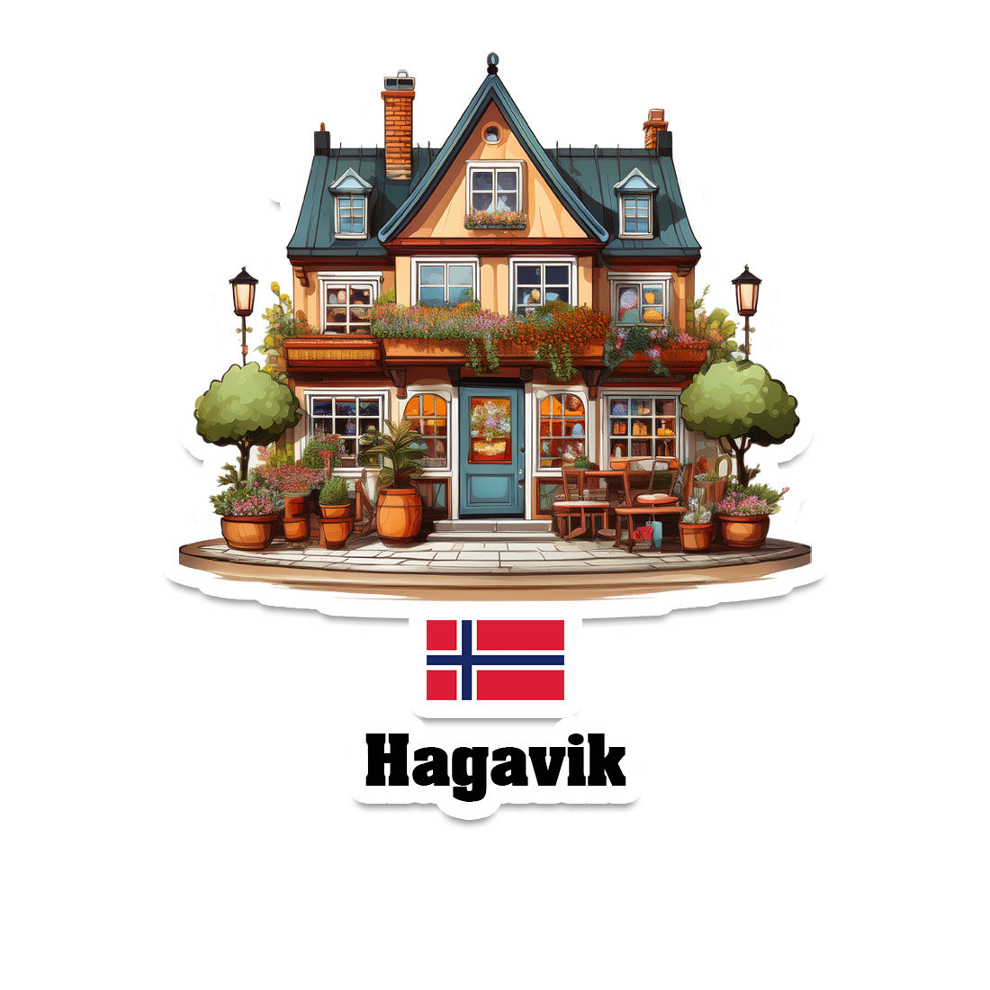 Hagavik Home Town Office Shop Norway Sticker & Magnet