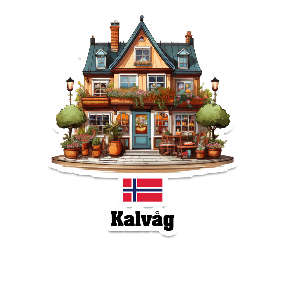 Kalvåg Home Town Office Shop Norway Sticker & Magnet