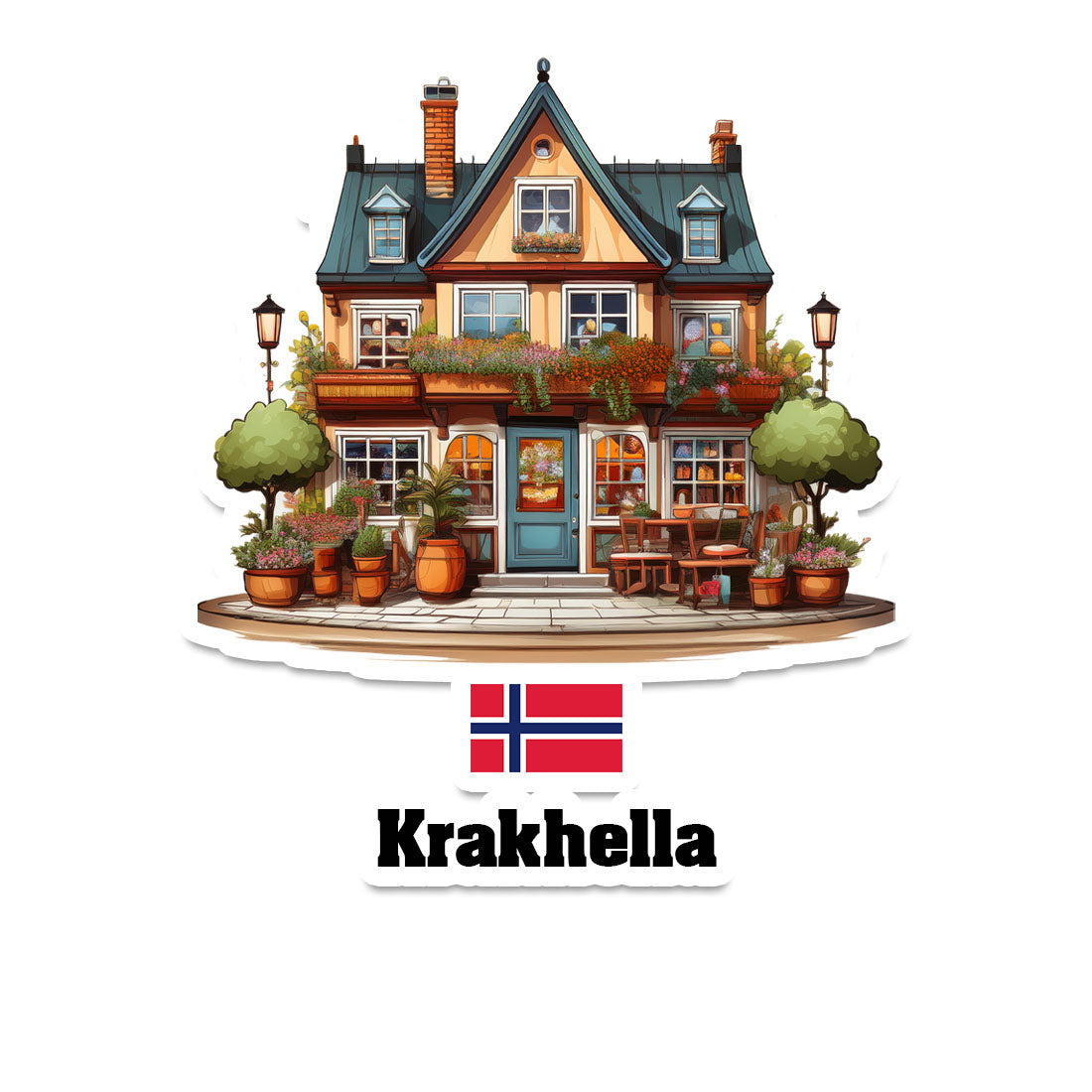 Krakhella Home Town Office Shop Norway Sticker & Magnet