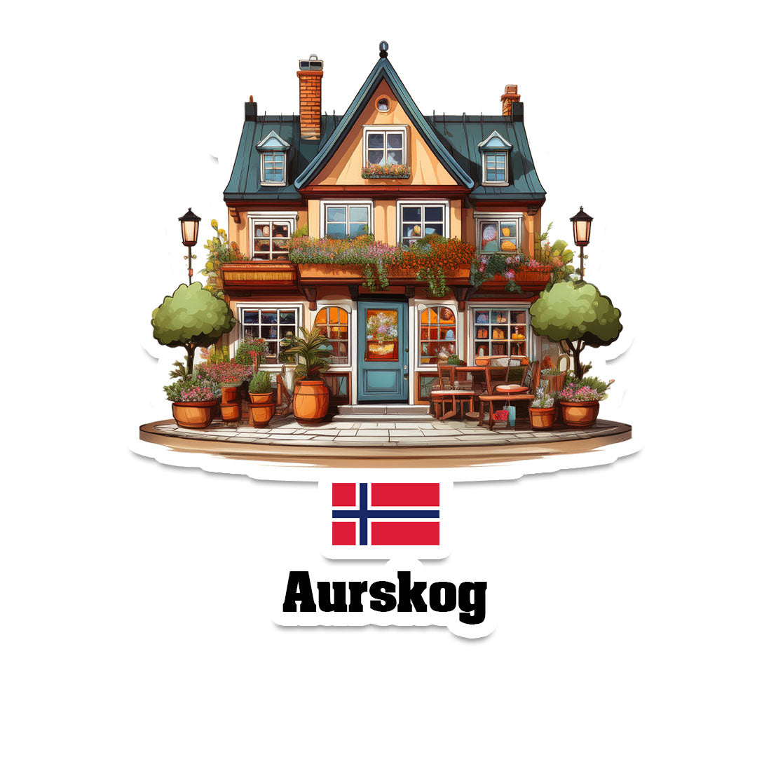 Aurskog Home Town Office Shop Norway Sticker & Magnet