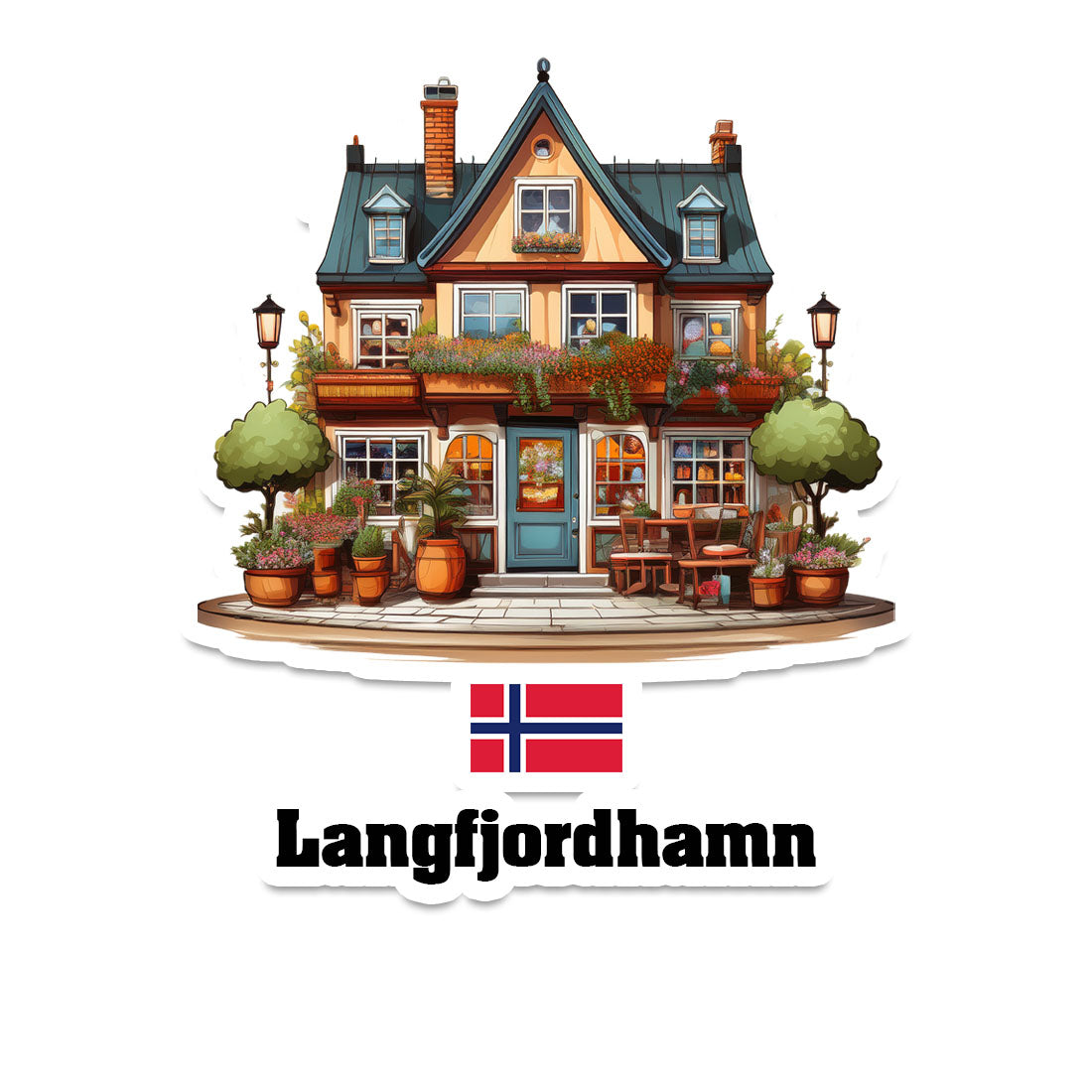 Langfjordhamn Home Town Office Shop Norway Sticker & Magnet