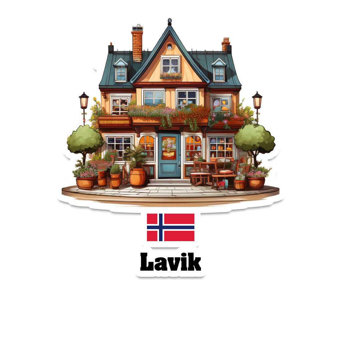 Lavik Home Town Office Shop Norway Sticker & Magnet