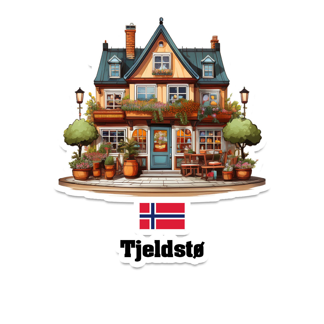 Tjeldstø Home Town Office Shop Norway Sticker & Magnet