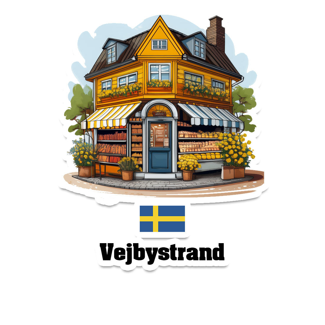Vejbystrand Home Town Office Shop Sweden Sticker & Magnet