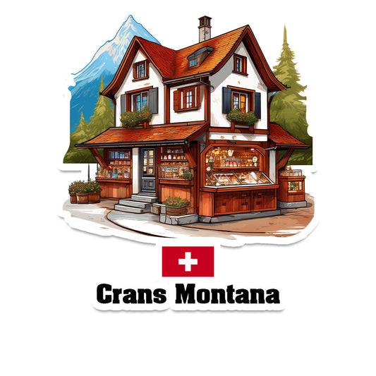 Crans Montana Home Town Office Shop Switzerland Sticker & Magnet