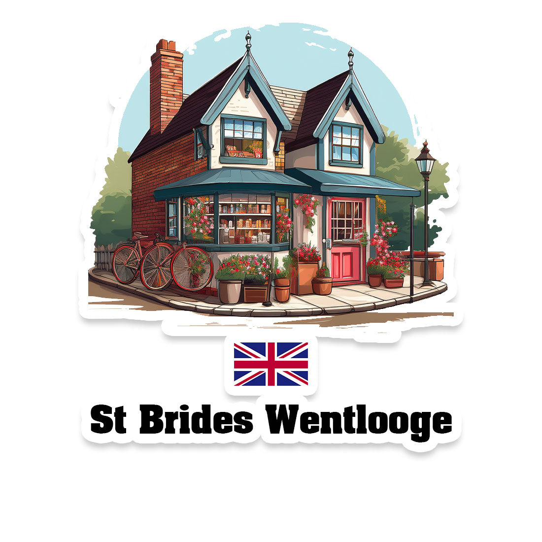 St Brides Wentlooge Home Town Office Shop United Kingdom Sticker & Magnet