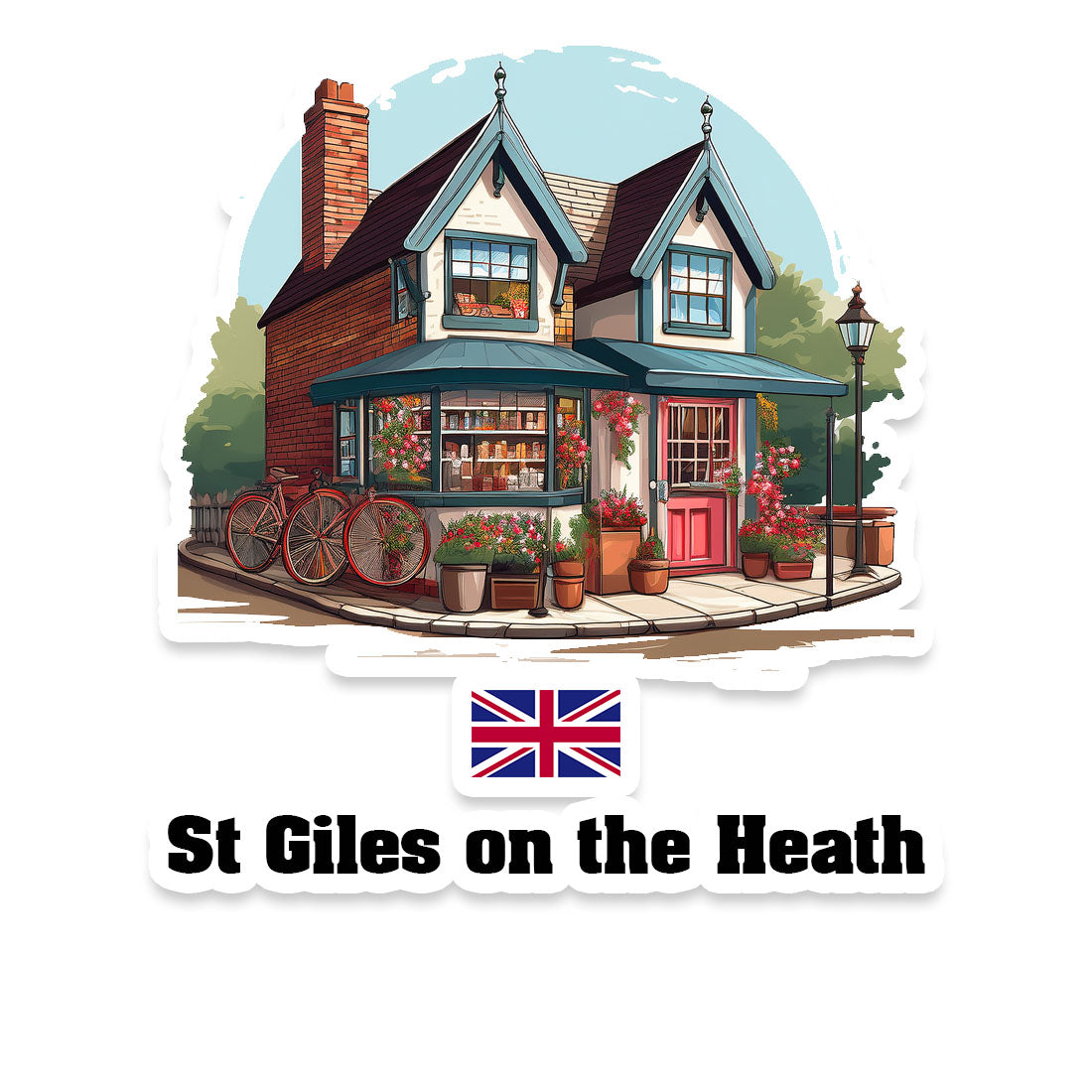 St Giles on the Heath Home Town Office Shop United Kingdom Sticker & Magnet