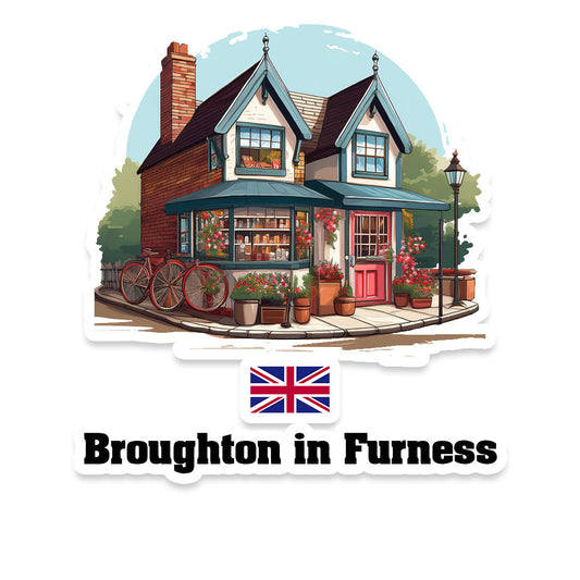 Broughton in Furness Home Town Office Shop United Kingdom Sticker & Magnet