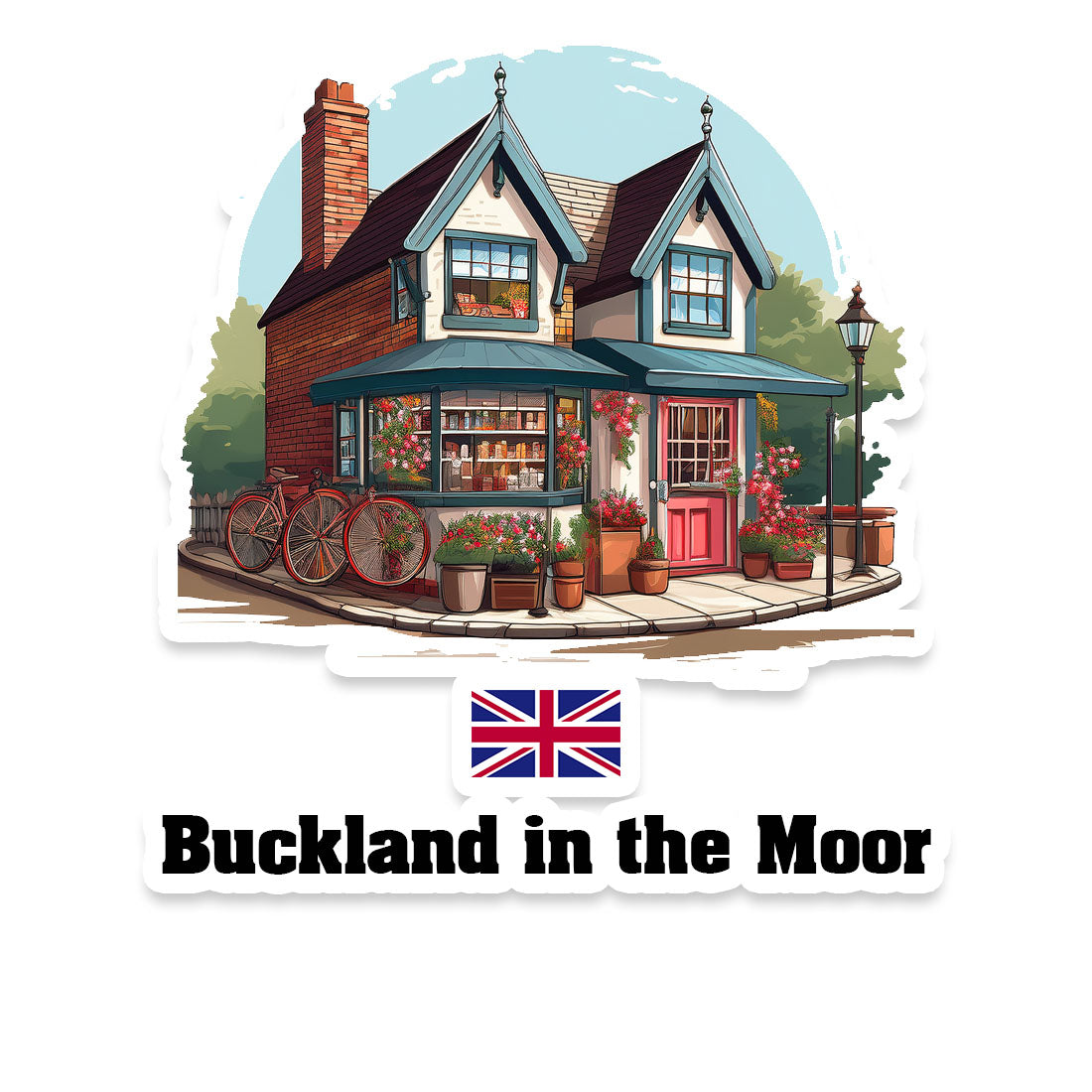 Buckland in the Moor Home Town Office Shop United Kingdom Sticker & Magnet