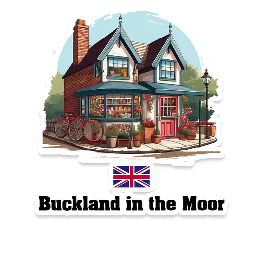 Buckland in the Moor Home Town Office Shop United Kingdom Sticker & Magnet