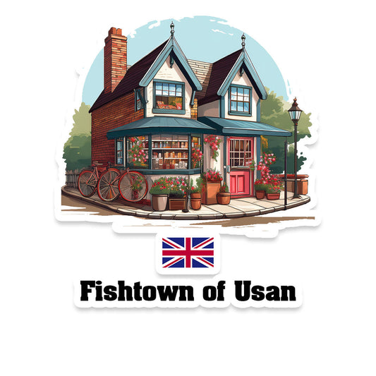 Fishtown of Usan Home Town Office Shop United Kingdom Sticker & Magnet