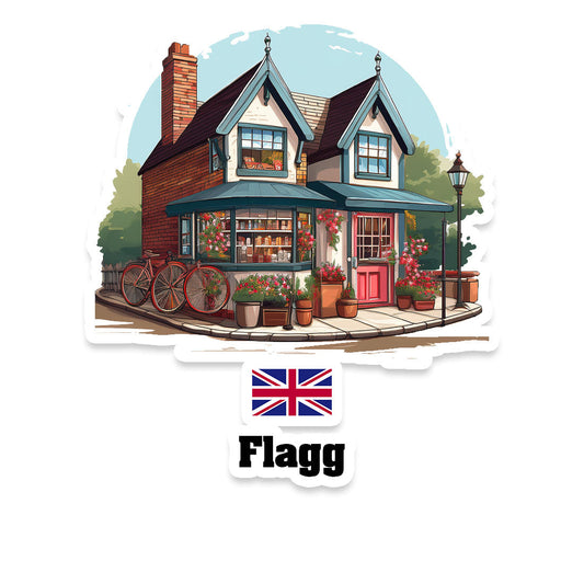 Flagg Home Town Office Shop United Kingdom Sticker & Magnet