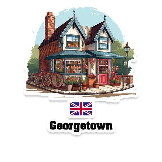 Georgetown Home Town Office Shop United Kingdom Sticker & Magnet