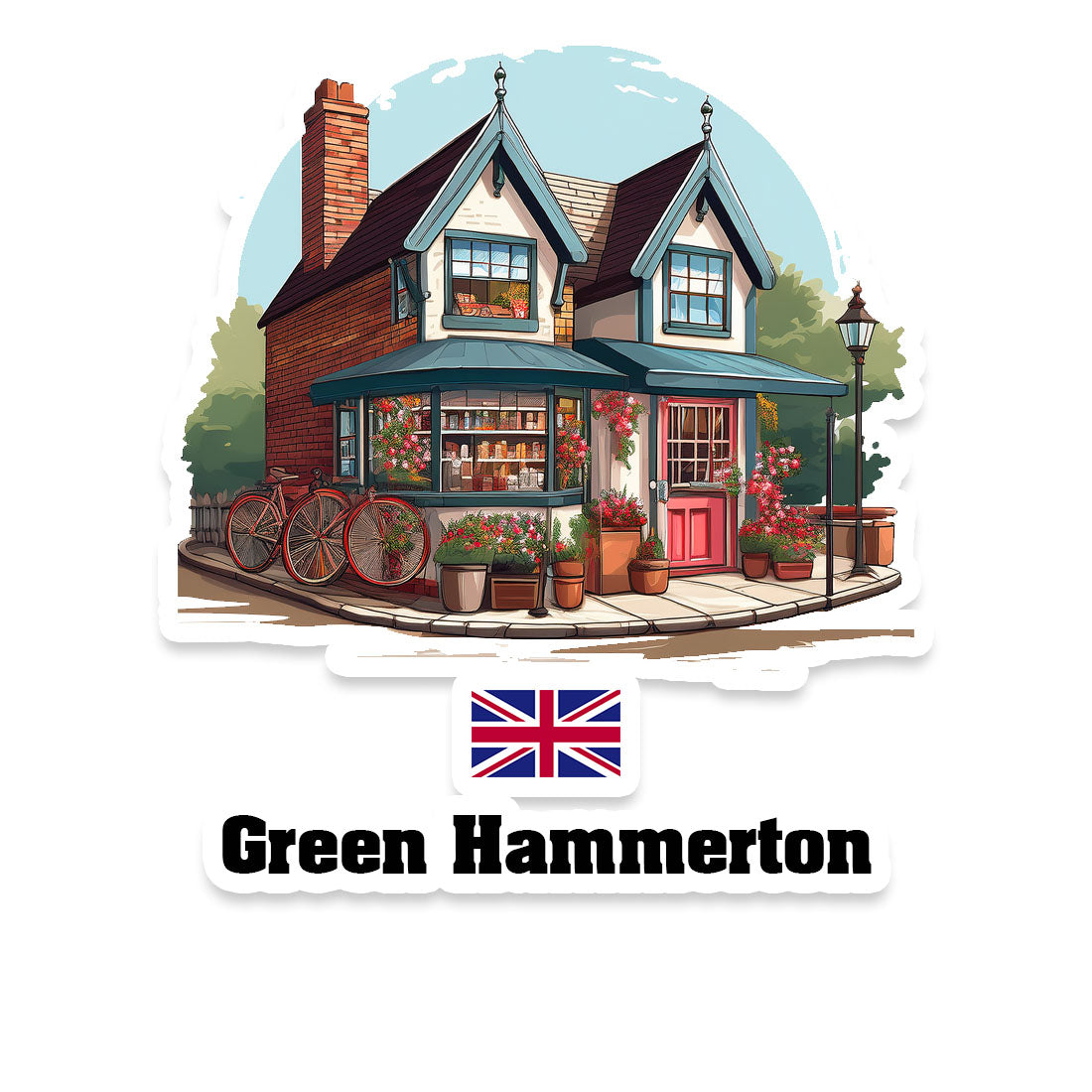 Green Hammerton Home Town Office Shop United Kingdom Sticker & Magnet